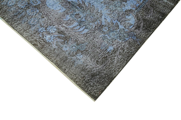 Overdyed Vintage Mavi Eskitme Pamuk Yün El Dokuma Halısı 161x301 Agacan