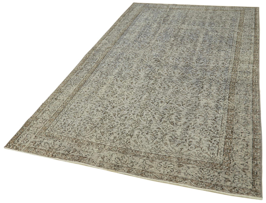 Overdyed Vintage Gri Eskitme Pamuk Yün El Dokuma Halısı 150x272 Agacan