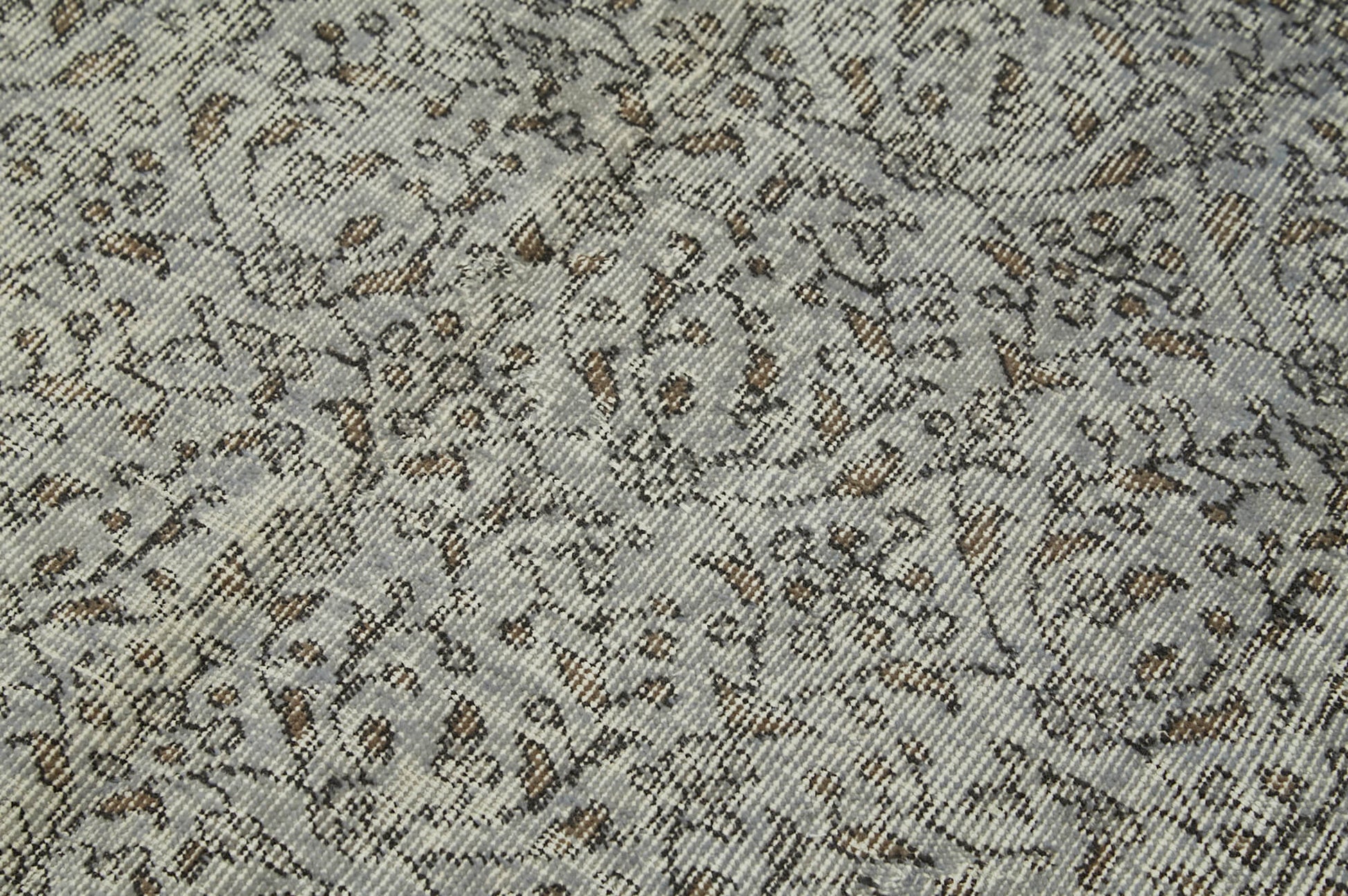 Overdyed Vintage Gri Eskitme Pamuk Yün El Dokuma Halısı 150x272 Agacan