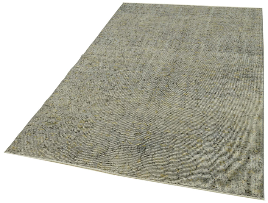 Overdyed Vintage Gri Eskitme Pamuk Yün El Dokuma Halısı 144x250 Agacan