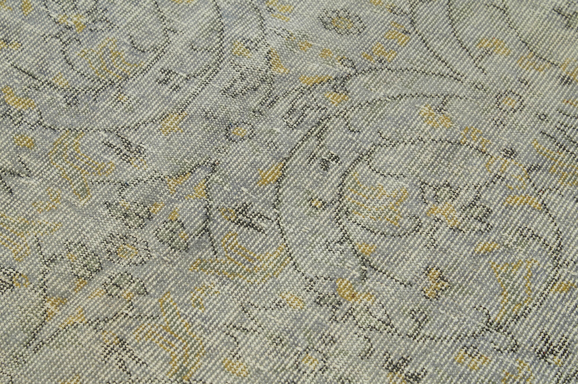 Overdyed Vintage Gri Eskitme Pamuk Yün El Dokuma Halısı 144x250 Agacan