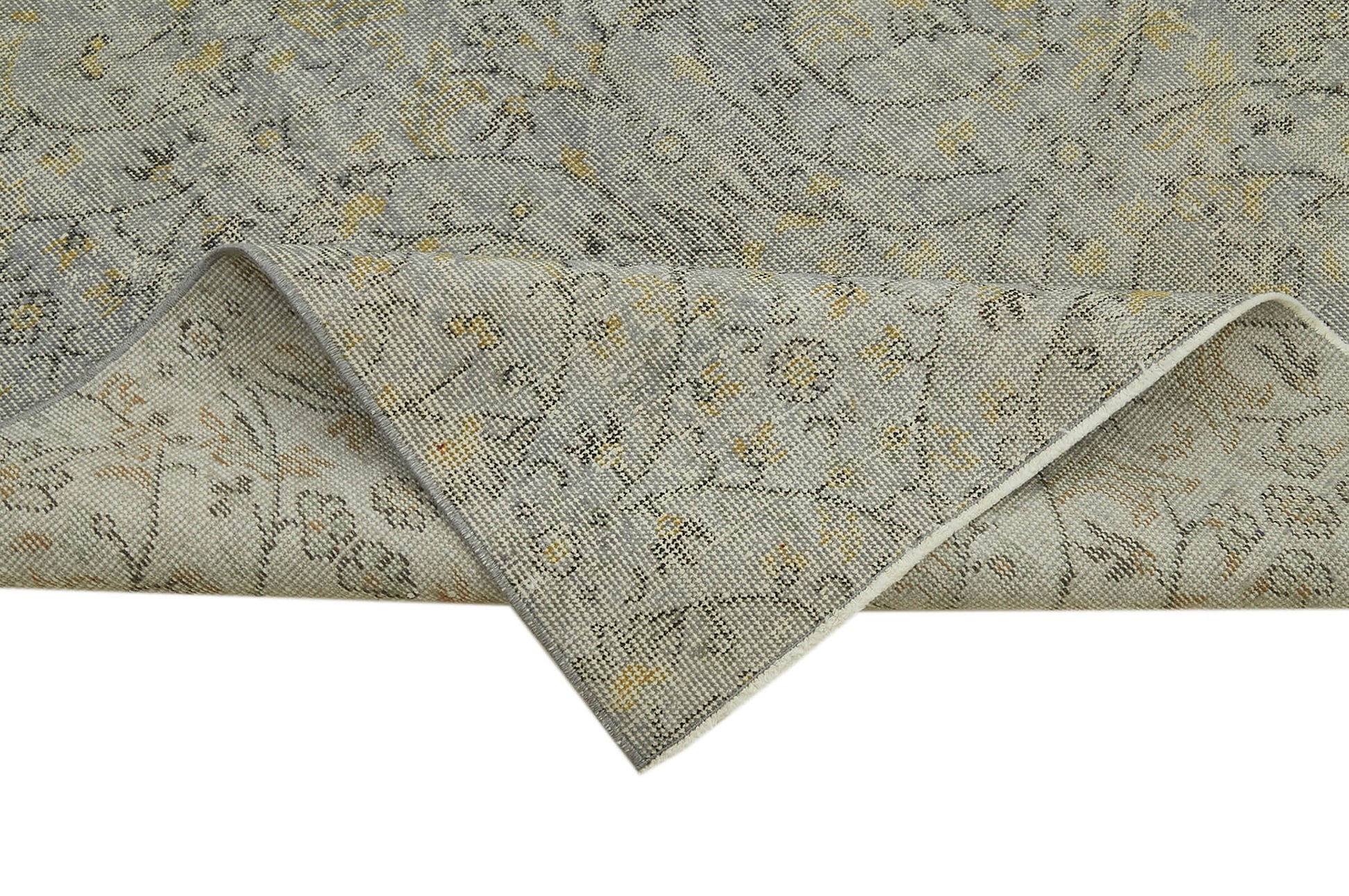 Overdyed Vintage Gri Eskitme Pamuk Yün El Dokuma Halısı 144x250 Agacan