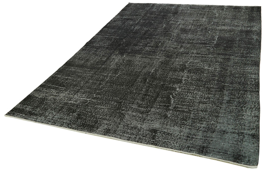 Overdyed Vintage Siyah Eskitme Pamuk Yün El Dokuma Halısı 205x300 Agacan