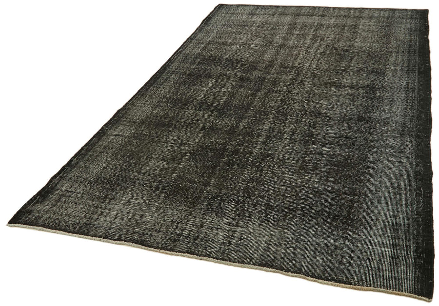Overdyed Vintage Siyah Eskitme Pamuk Yün El Dokuma Halısı 167x296 Agacan