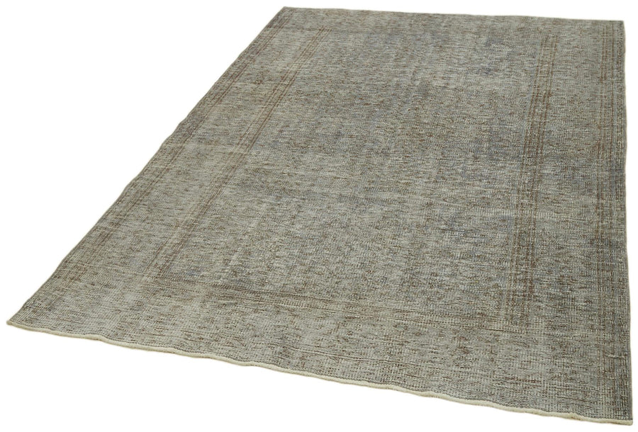 Overdyed Vintage Mavi Eskitme Pamuk Yün El Dokuma Halısı 157x235 Agacan