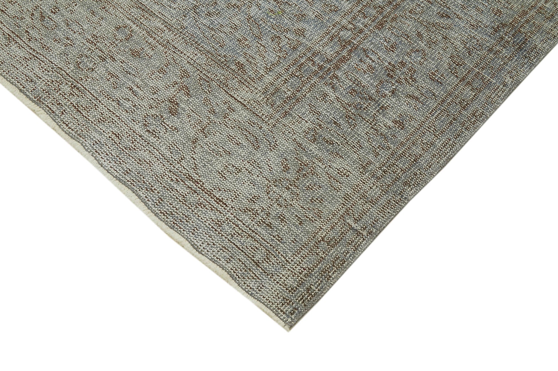 Overdyed Vintage Mavi Eskitme Pamuk Yün El Dokuma Halısı 157x235 Agacan