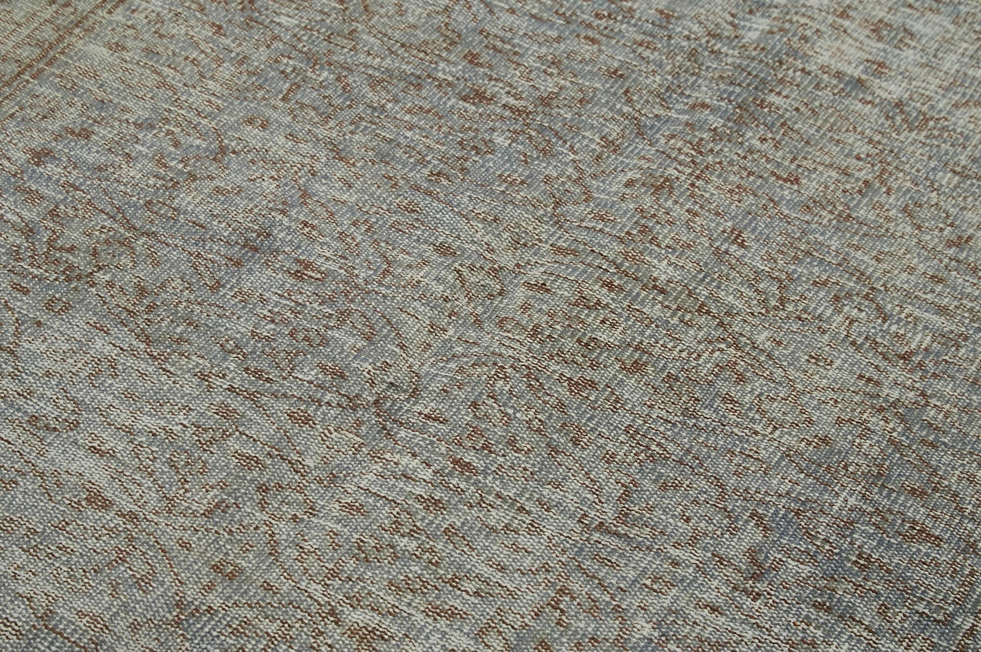 Overdyed Vintage Mavi Eskitme Pamuk Yün El Dokuma Halısı 157x235 Agacan