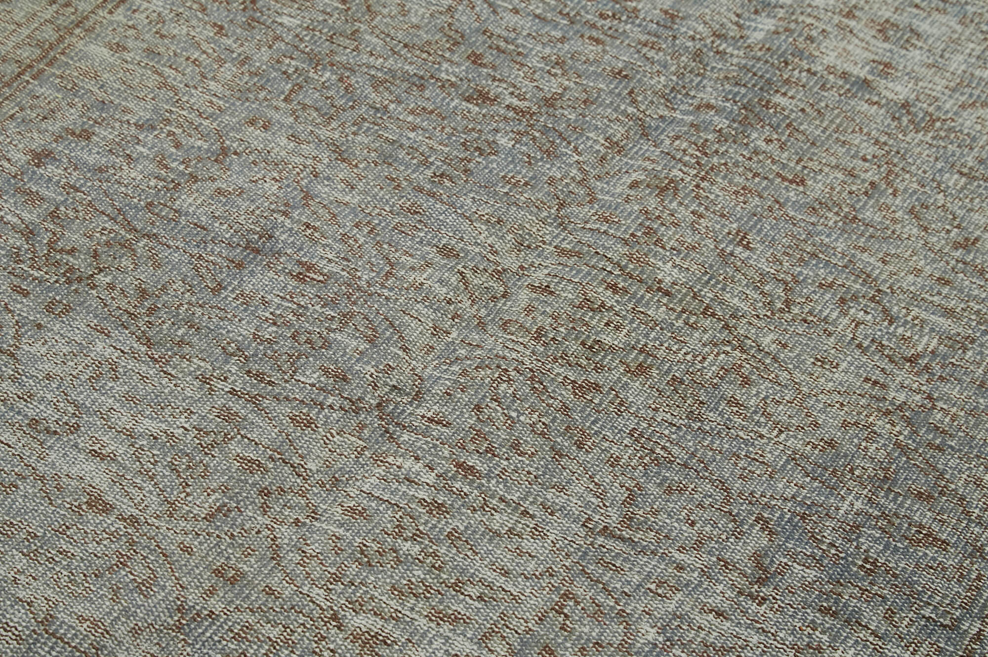 Overdyed Vintage Mavi Eskitme Pamuk Yün El Dokuma Halısı 157x235 Agacan