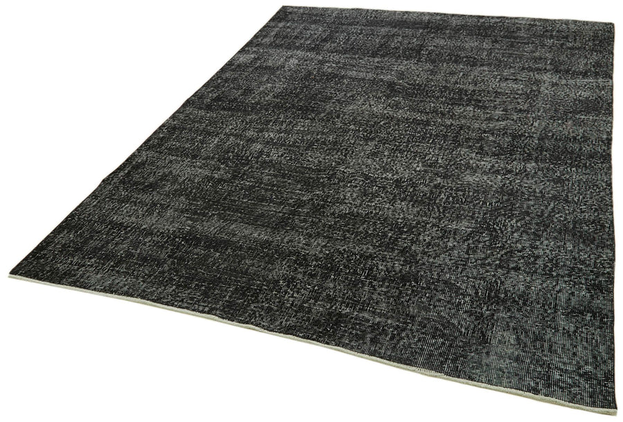 Overdyed Vintage Siyah Eskitme Pamuk Yün El Dokuma Halısı 186x285 Agacan