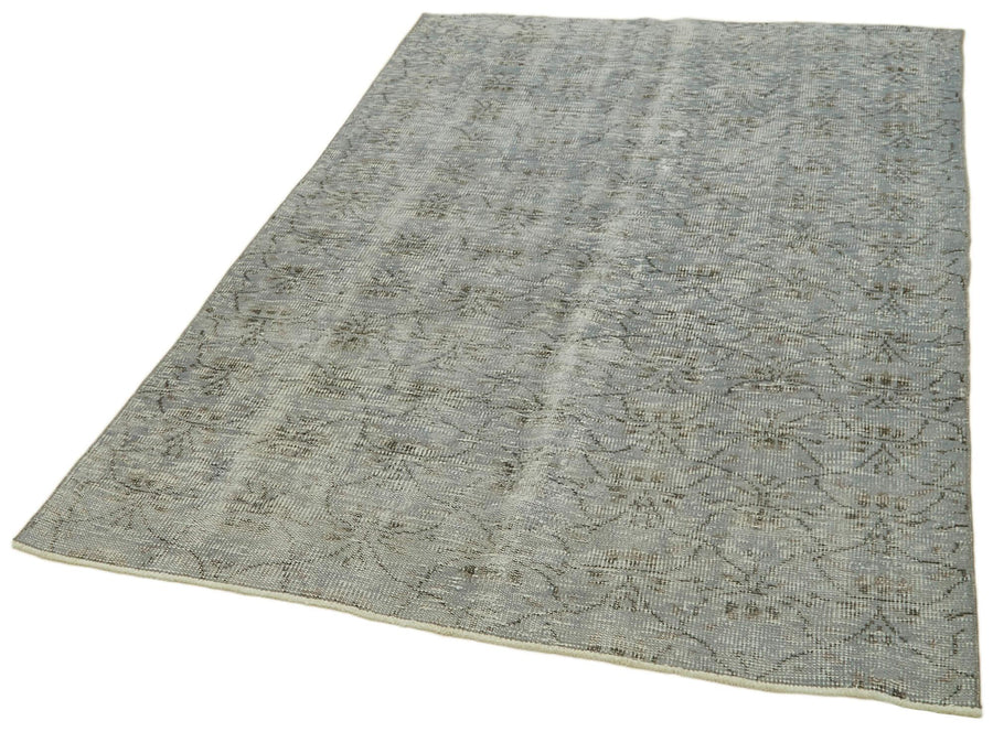 Overdyed Vintage Mavi Eskitme Pamuk Yün El Dokuma Halısı 143x224 Agacan