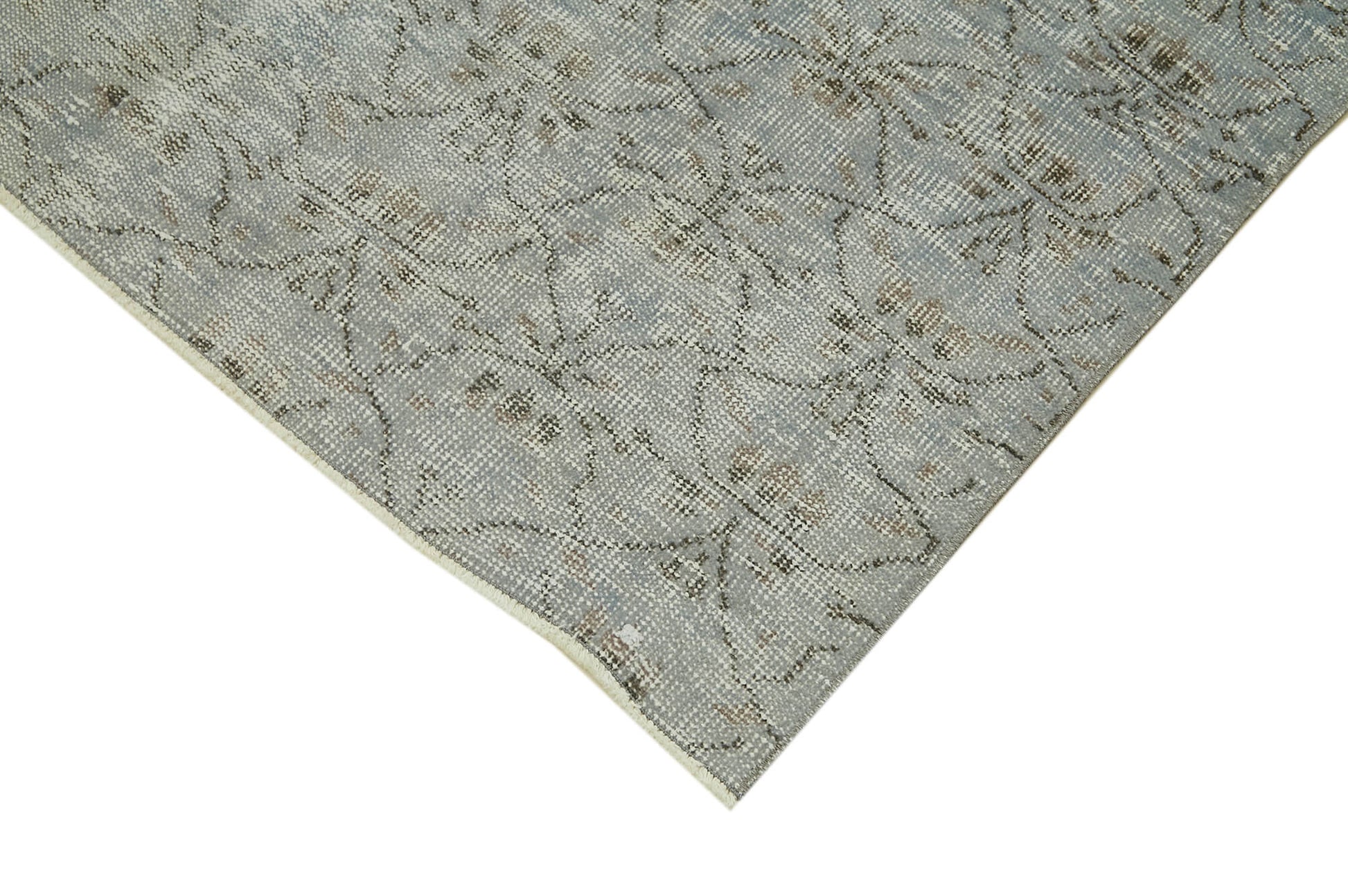 Overdyed Vintage Mavi Eskitme Pamuk Yün El Dokuma Halısı 143x224 Agacan