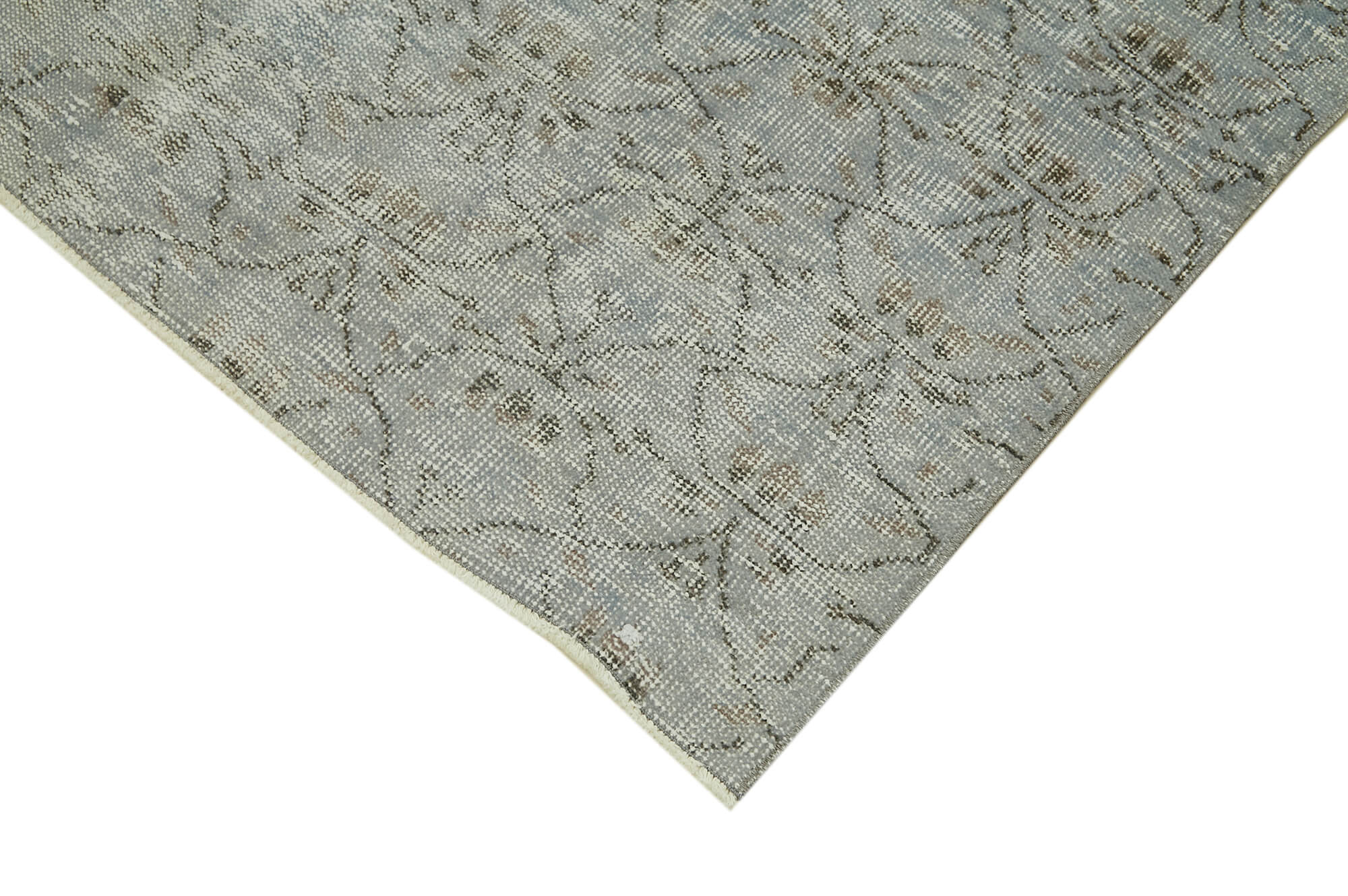 Overdyed Vintage Mavi Eskitme Pamuk Yün El Dokuma Halısı 143x224 Agacan