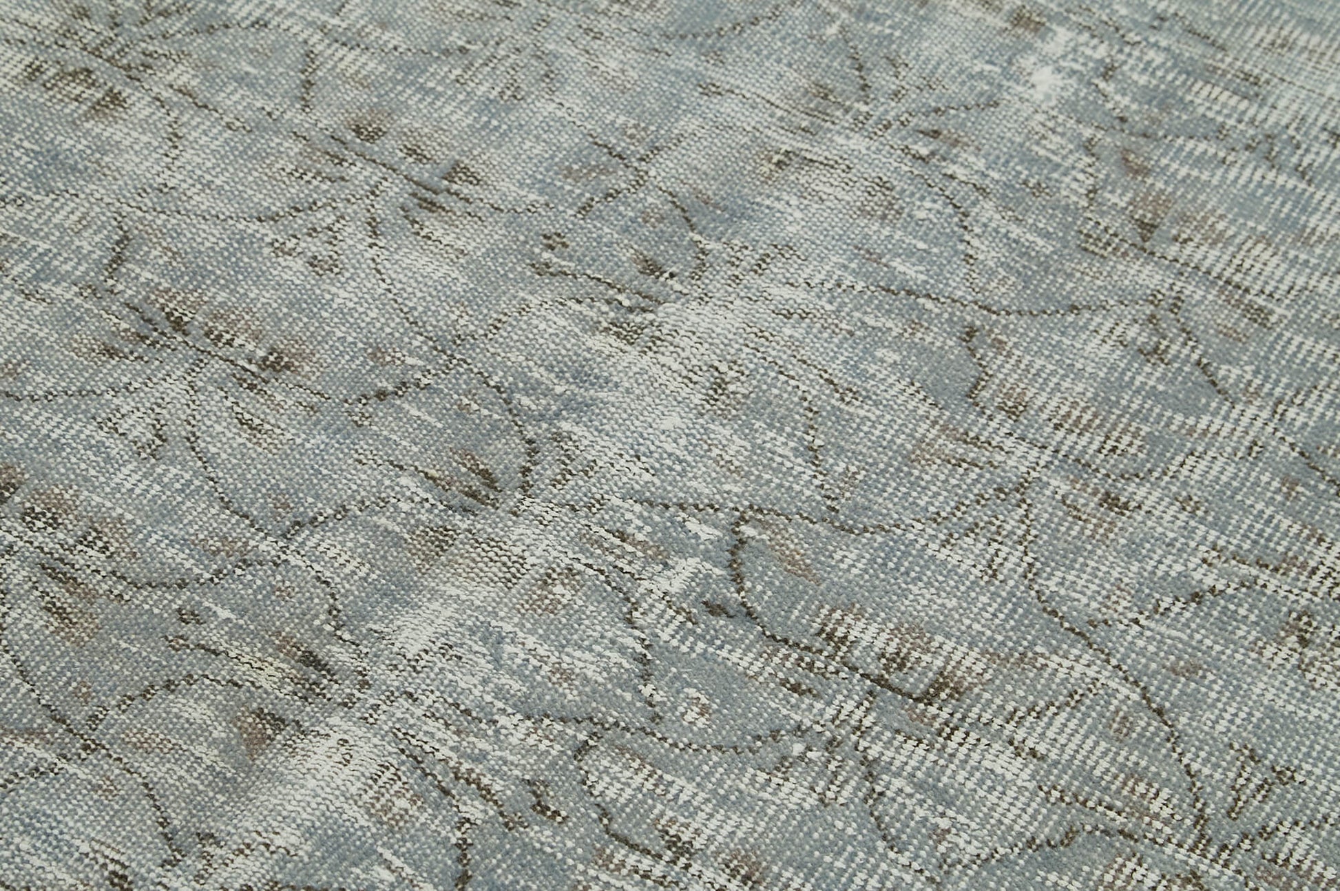 Overdyed Vintage Mavi Eskitme Pamuk Yün El Dokuma Halısı 143x224 Agacan