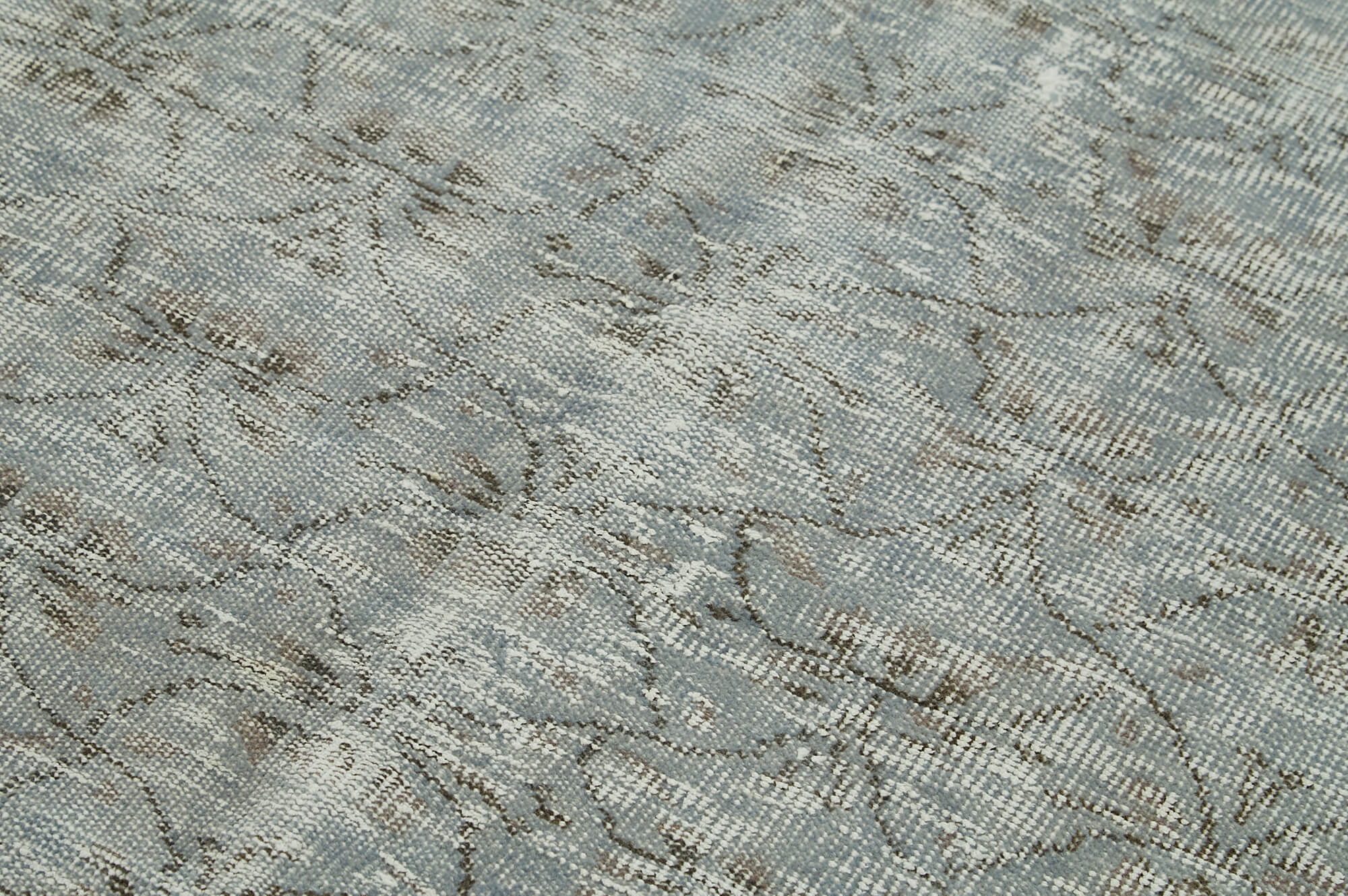 Overdyed Vintage Mavi Eskitme Pamuk Yün El Dokuma Halısı 143x224 Agacan