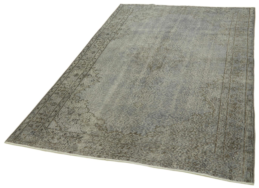 Overdyed Vintage Gri Eskitme Pamuk Yün El Dokuma Halısı 151x247 Agacan