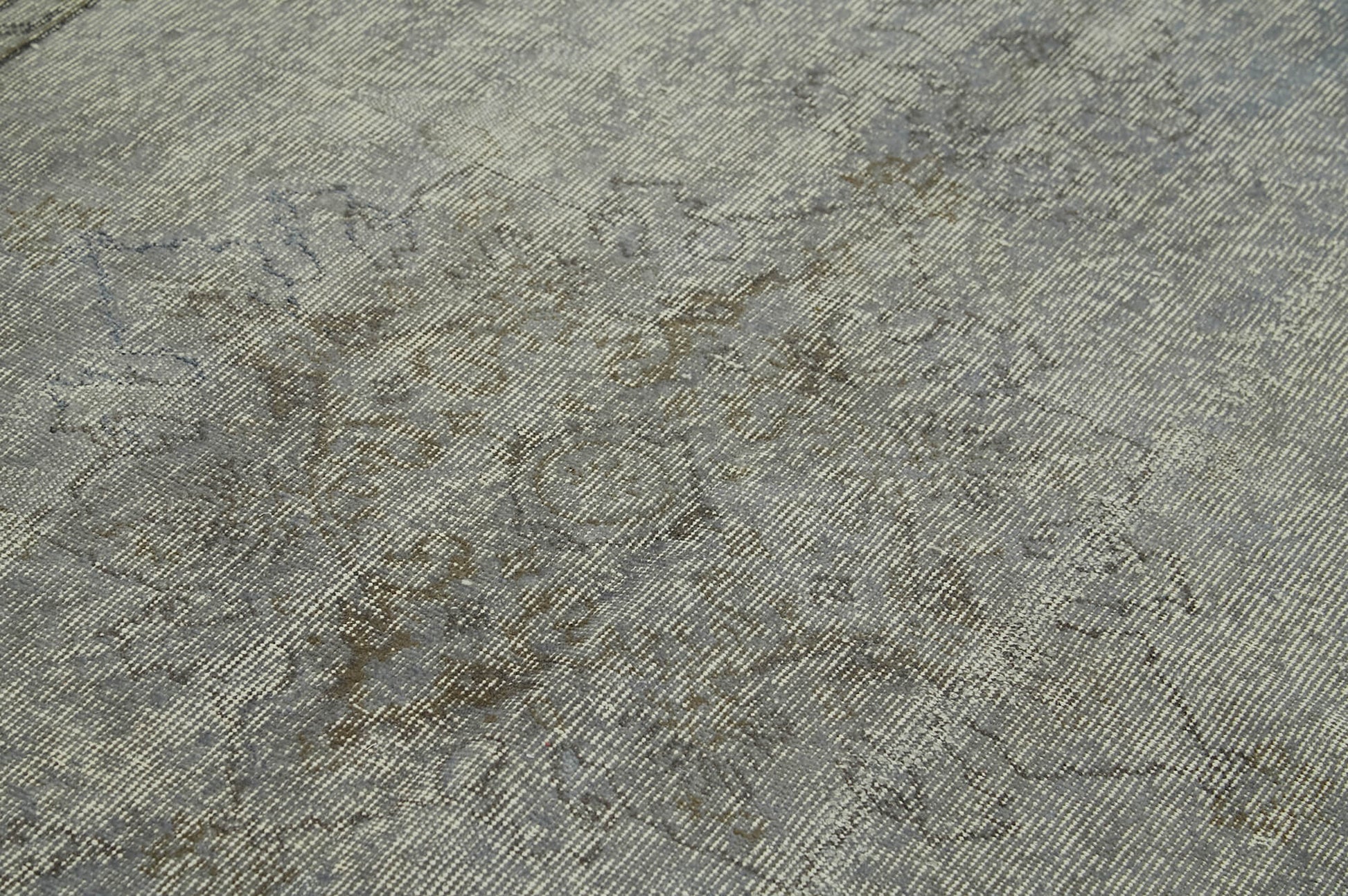 Overdyed Vintage Gri Eskitme Pamuk Yün El Dokuma Halısı 151x247 Agacan