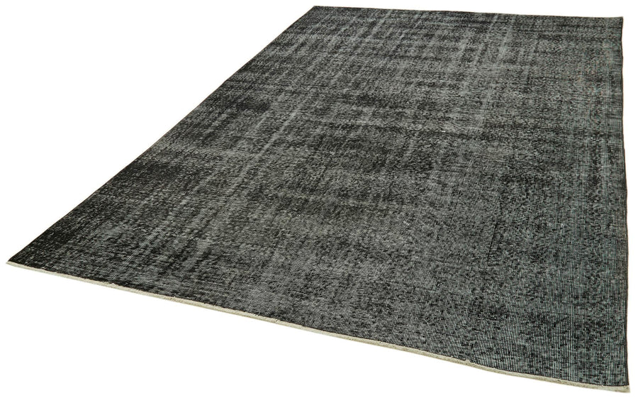 Overdyed Vintage Siyah Eskitme Pamuk Yün El Dokuma Halısı 205x302 Agacan