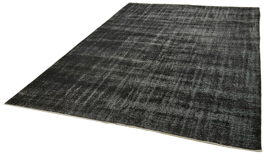 Overdyed Vintage Siyah Eskitme Pamuk Yün El Dokuma Halısı 209x304 Agacan
