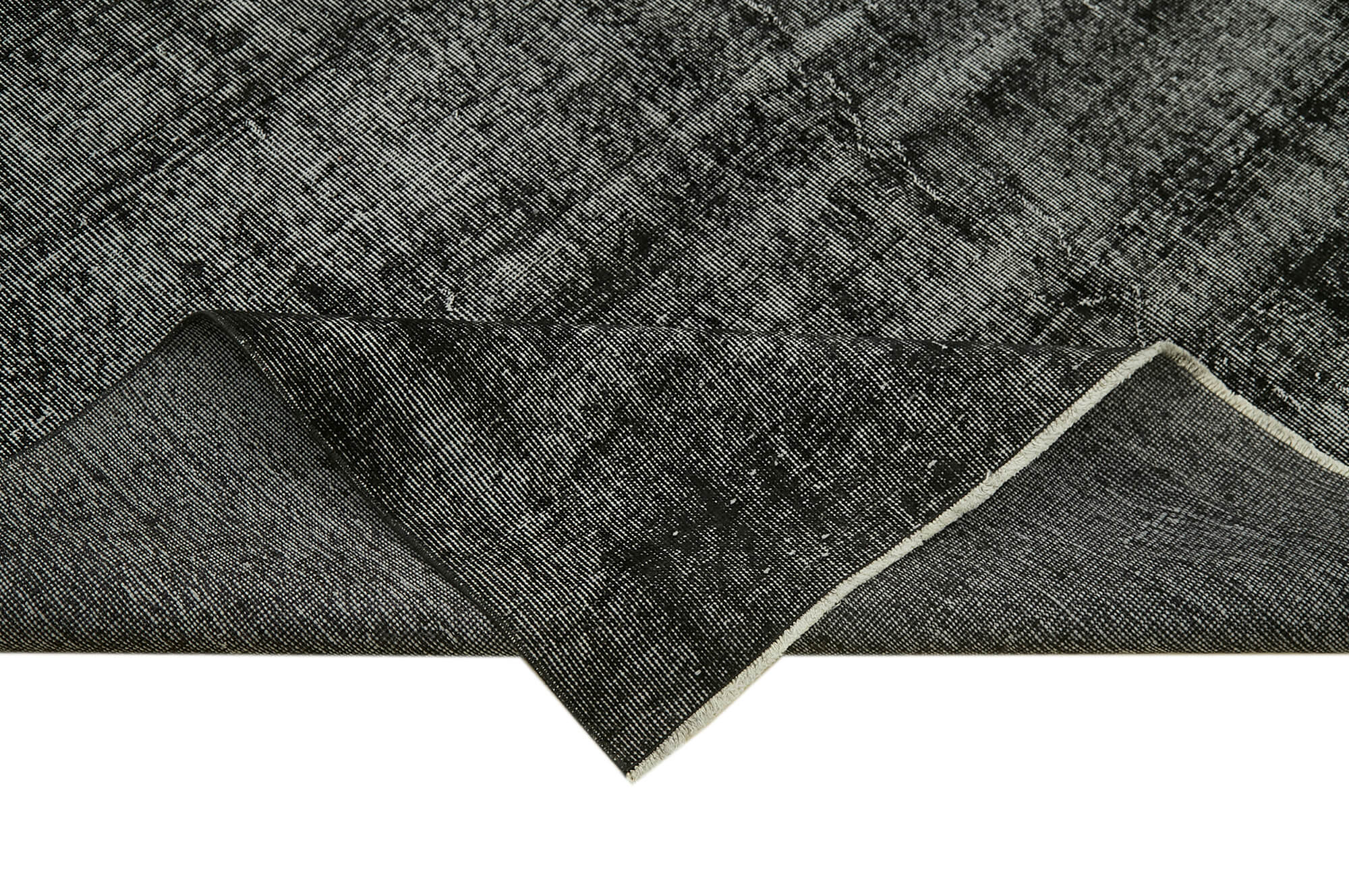 Overdyed Vintage Siyah Eskitme Pamuk Yün El Dokuma Halısı 209x304 Agacan