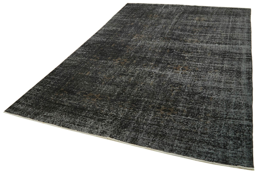 Overdyed Vintage Siyah Eskitme Pamuk Yün El Dokuma Halısı 201x301 Agacan