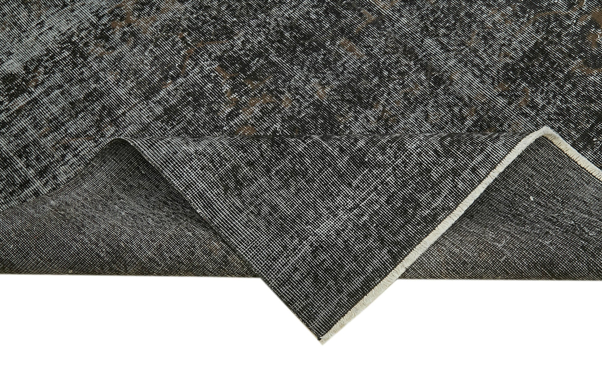 Overdyed Vintage Siyah Eskitme Pamuk Yün El Dokuma Halısı 201x301 Agacan