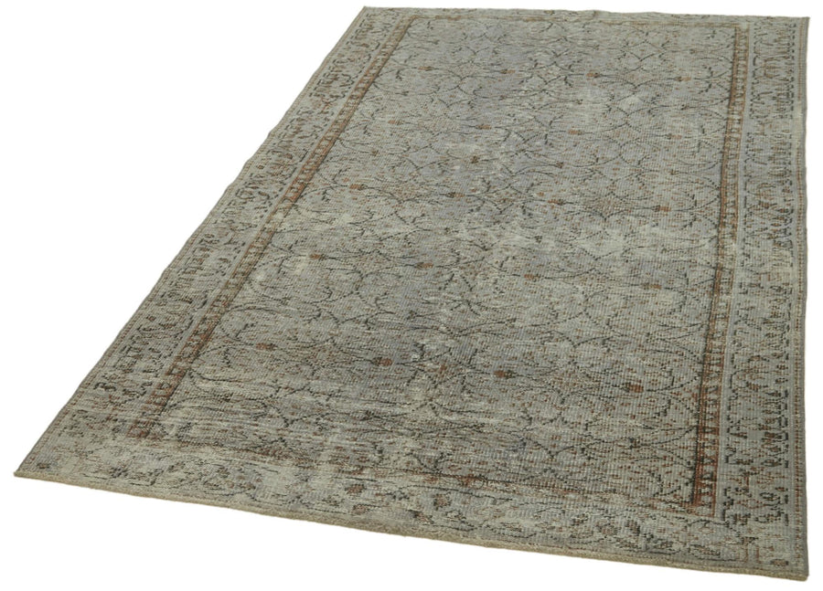 Overdyed Vintage Gri Eskitme Pamuk Yün El Dokuma Halısı 146x242 Agacan
