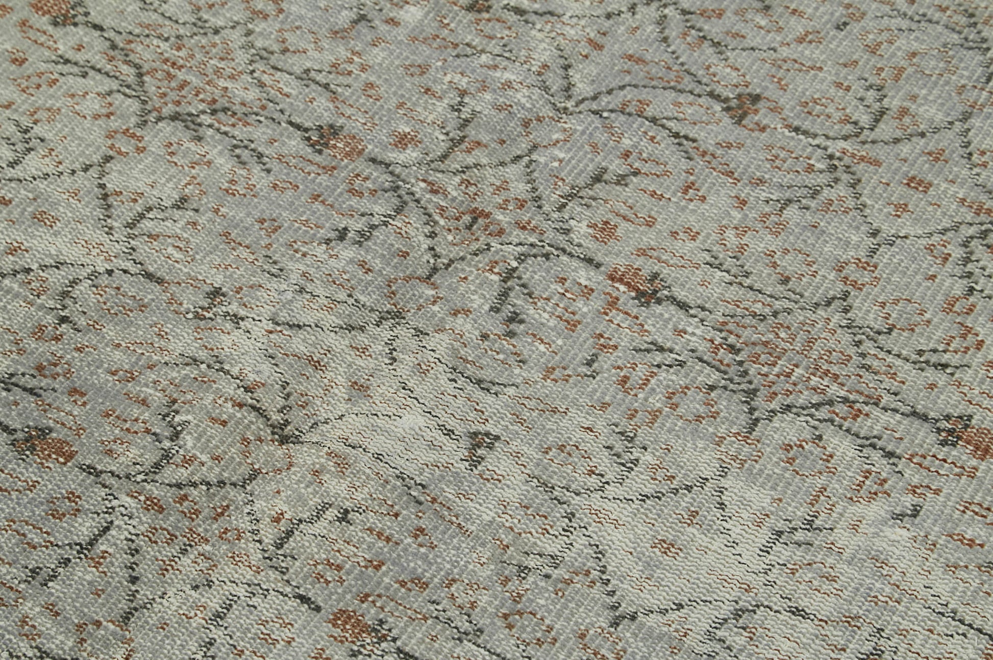 Overdyed Vintage Gri Eskitme Pamuk Yün El Dokuma Halısı 146x242 Agacan