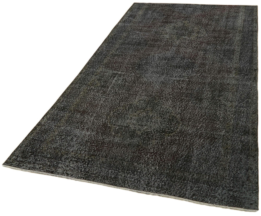 Overdyed Vintage Siyah Eskitme Pamuk Yün El Dokuma Halısı 144x280 Agacan