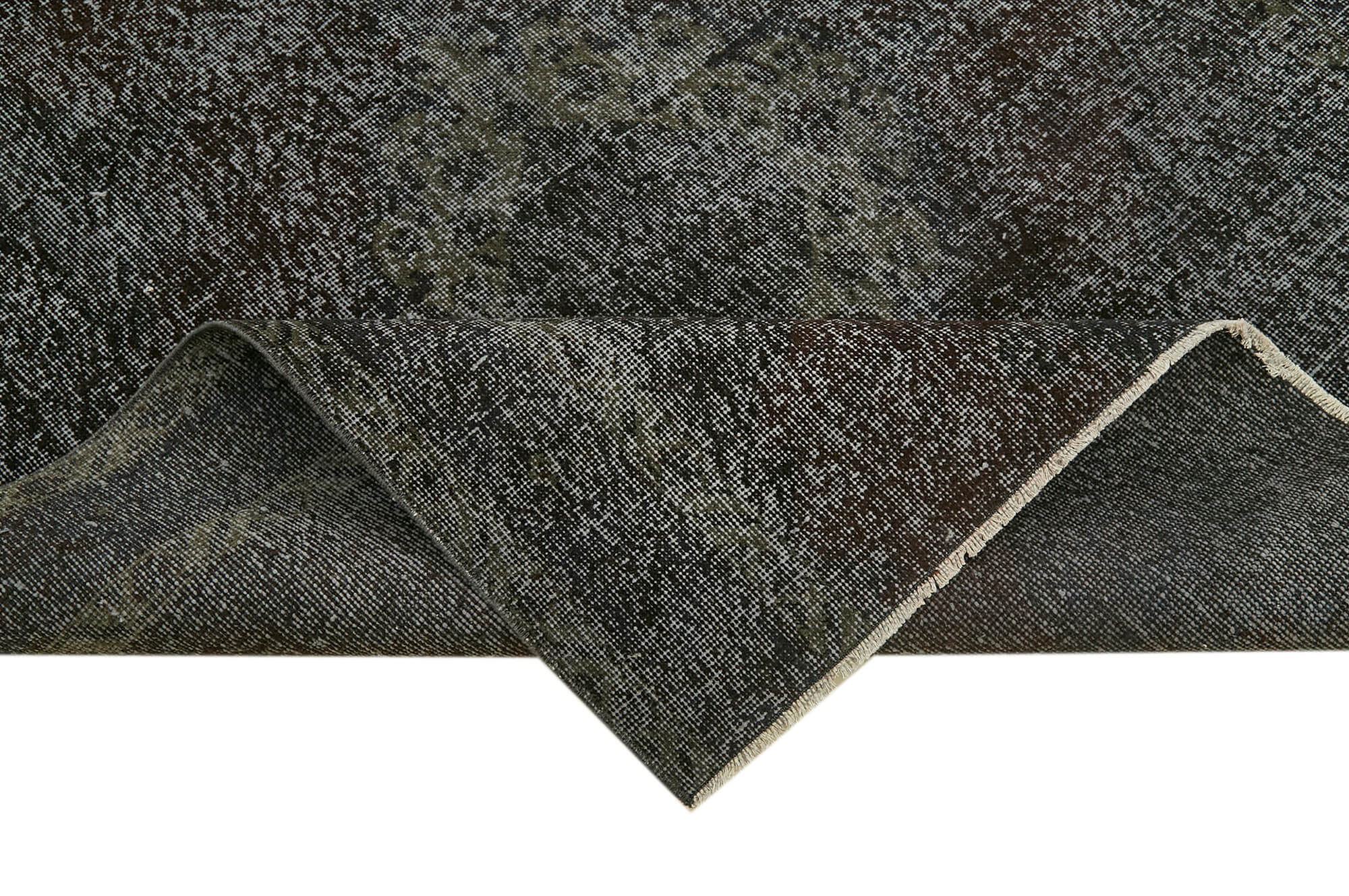 Overdyed Vintage Siyah Eskitme Pamuk Yün El Dokuma Halısı 144x280 Agacan