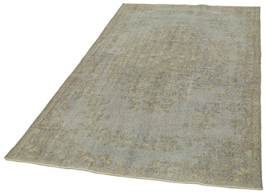 Overdyed Vintage Mavi Eskitme Pamuk Yün El Dokuma Halısı 144x260 Agacan