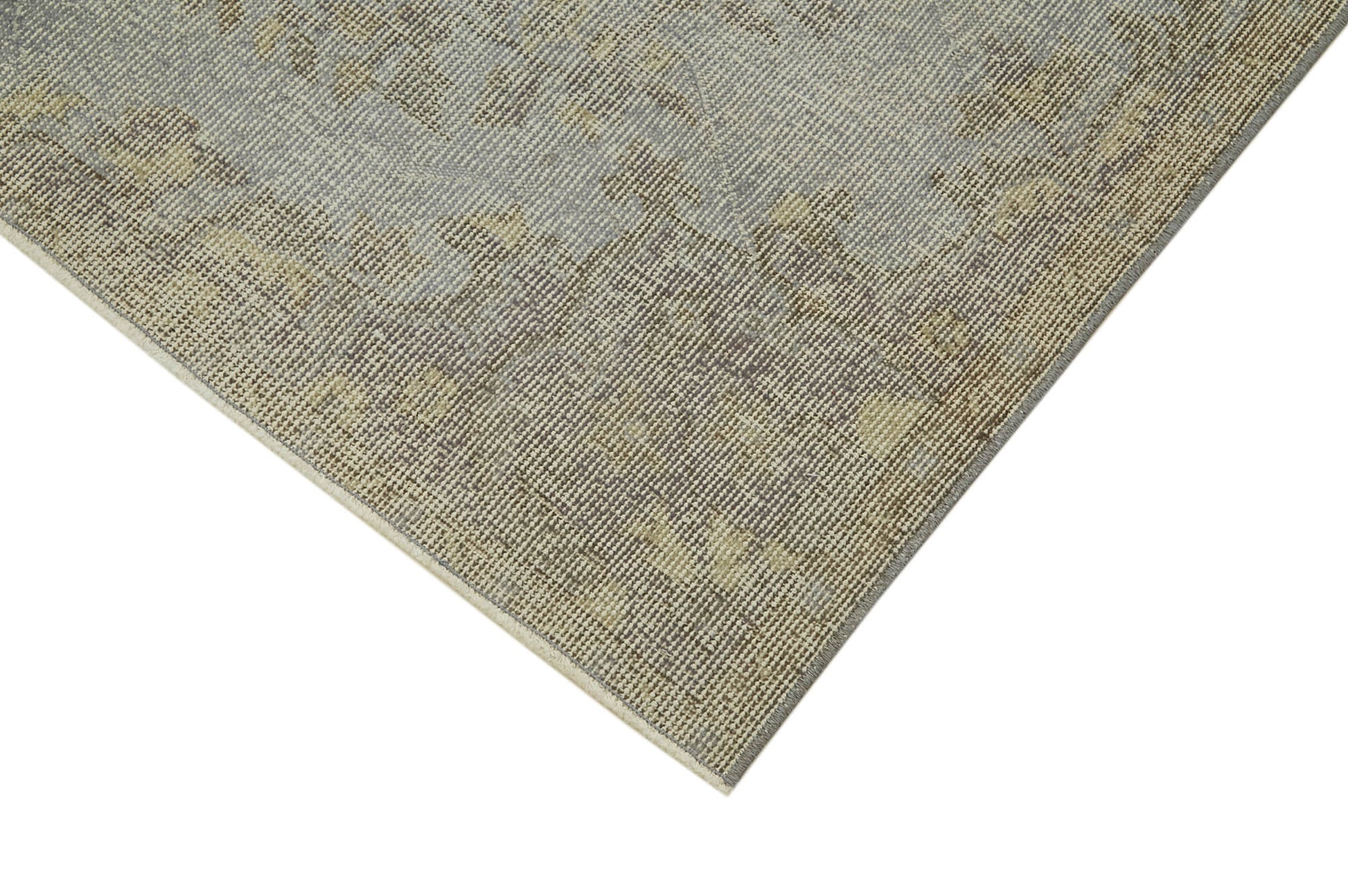 Overdyed Vintage Mavi Eskitme Pamuk Yün El Dokuma Halısı 144x260 Agacan