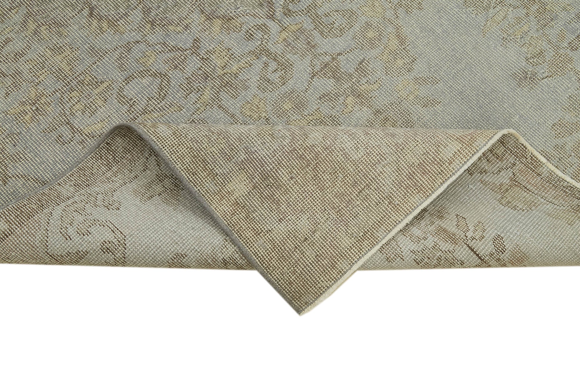 Overdyed Vintage Mavi Eskitme Pamuk Yün El Dokuma Halısı 144x260 Agacan