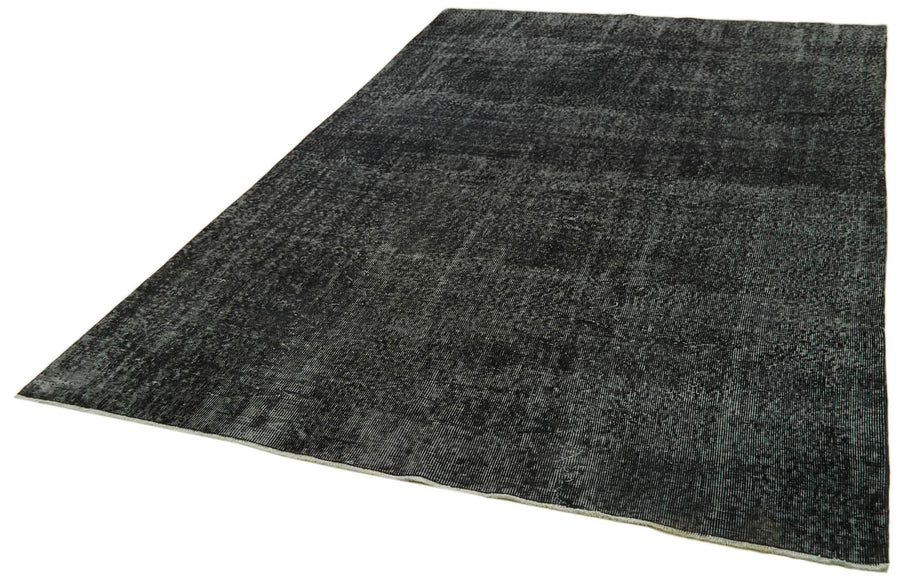 Overdyed Vintage Siyah Eskitme Pamuk Yün El Dokuma Halısı 198x324 Agacan
