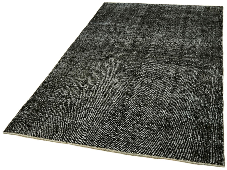 Overdyed Vintage Siyah Eskitme Pamuk Yün El Dokuma Halısı 144x258 Agacan