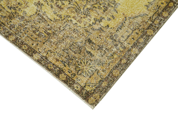 Overdyed Vintage Sarı Eskitme Pamuk Yün El Dokuma Halısı 167x225 Agacan