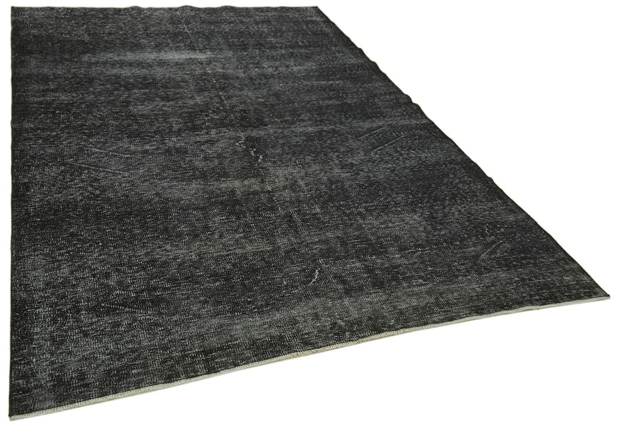 Overdyed Vintage Siyah Eskitme Pamuk Yün El Dokuma Halısı 197x295 Agacan