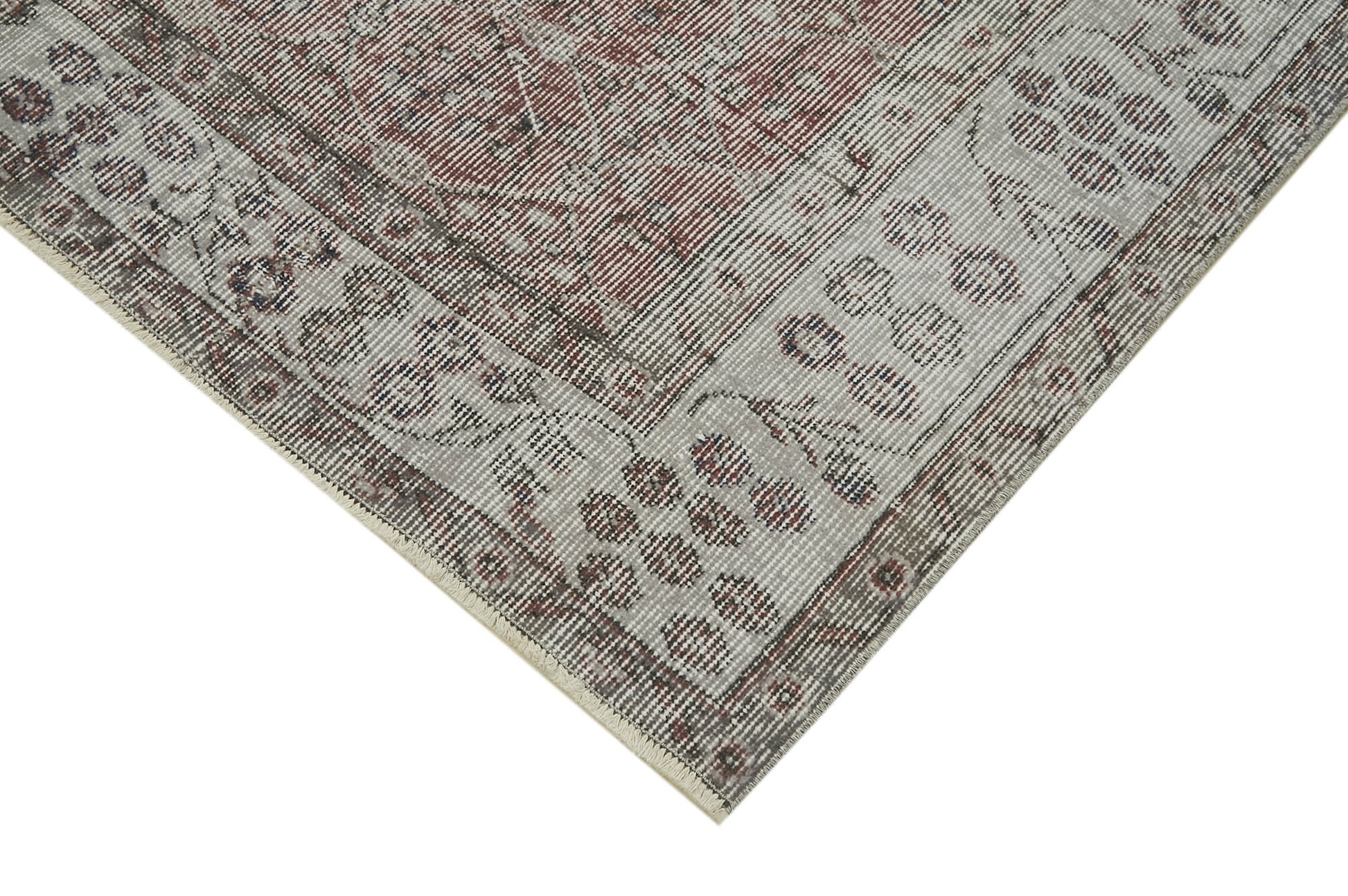 Overdyed Vintage Gri Eskitme Pamuk Yün El Dokuma Halısı 159x260 Agacan