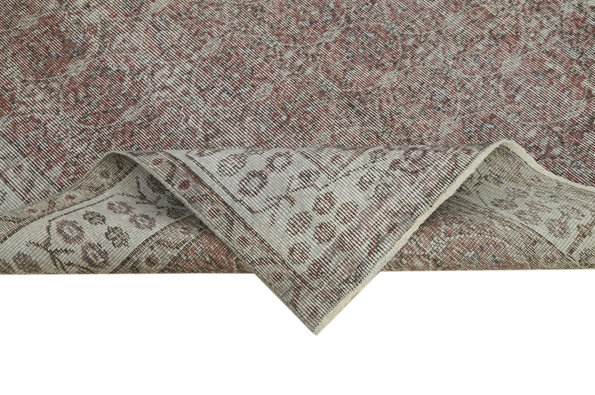 Overdyed Vintage Gri Eskitme Pamuk Yün El Dokuma Halısı 159x260 Agacan