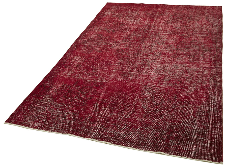 Overdyed Vintage Kırmızı Eskitme Pamuk Yün El Dokuma Halısı 155x264 Agacan