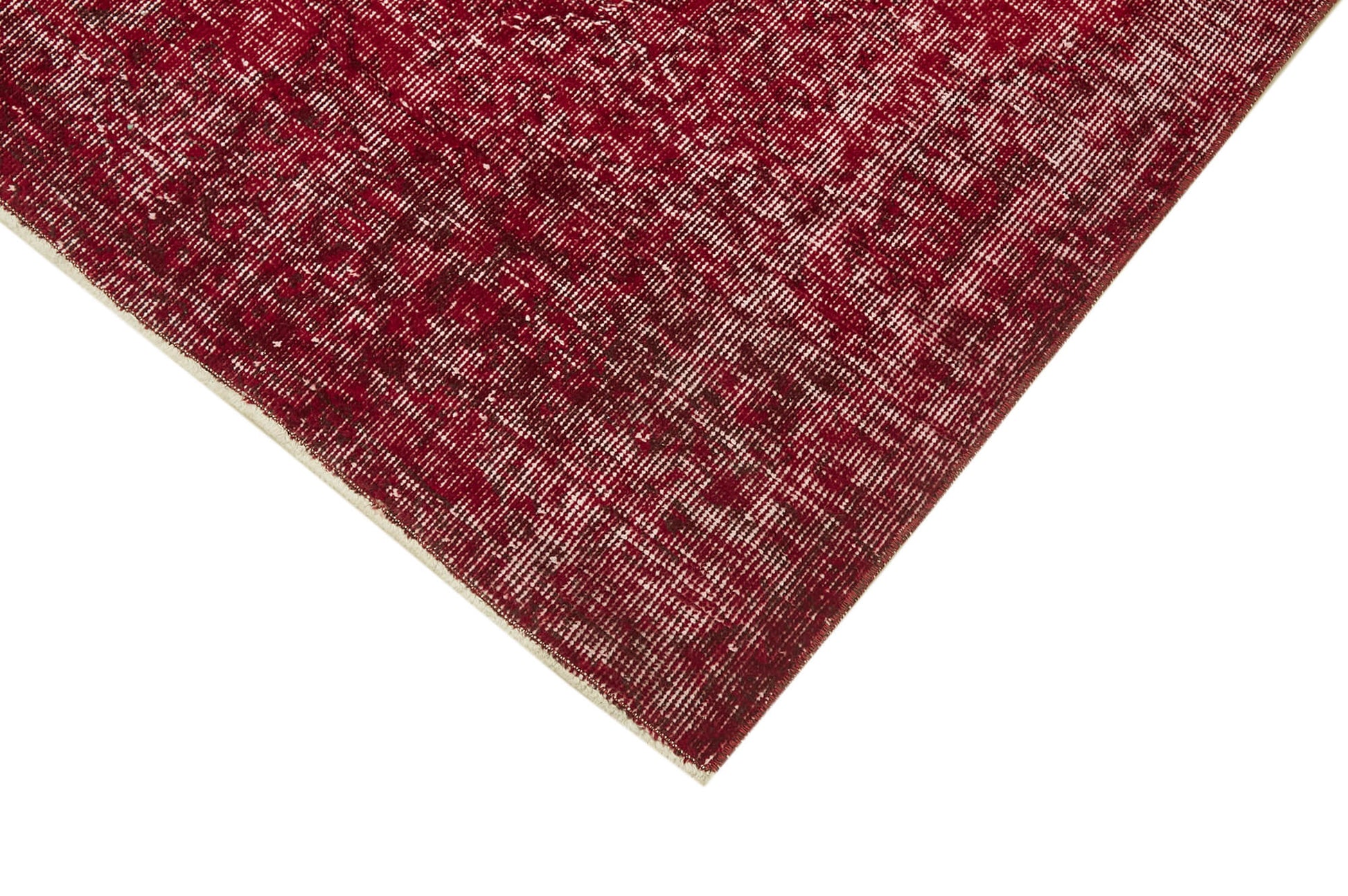 Overdyed Vintage Kırmızı Eskitme Pamuk Yün El Dokuma Halısı 155x264 Agacan