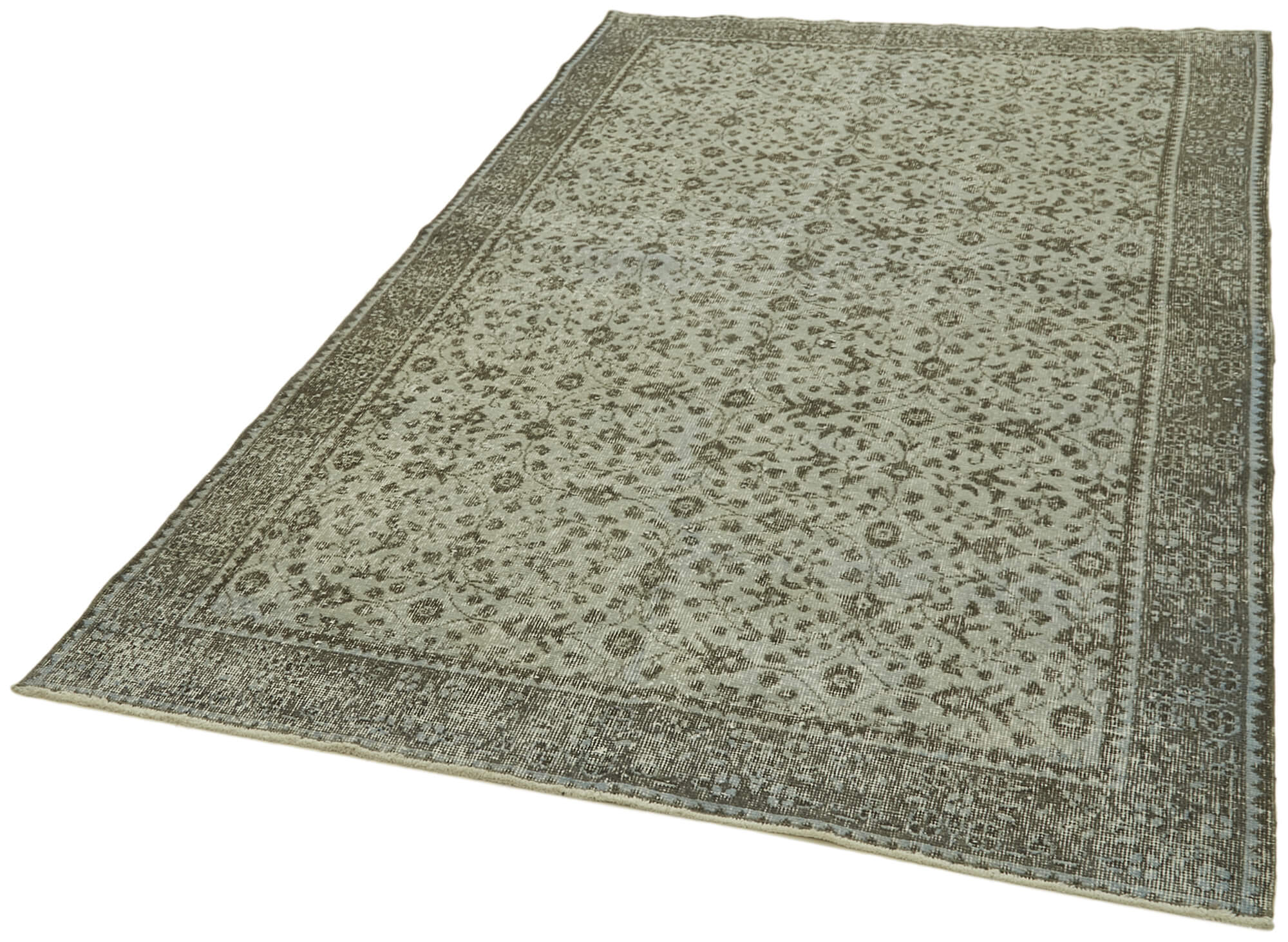 Overdyed Vintage Mavi Eskitme Pamuk Yün El Dokuma Halısı 160x270 Agacan