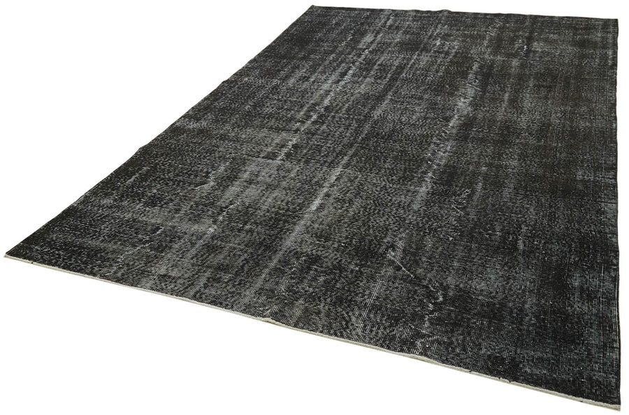 Overdyed Vintage Siyah Eskitme Pamuk Yün El Dokuma Halısı 210x313 Agacan