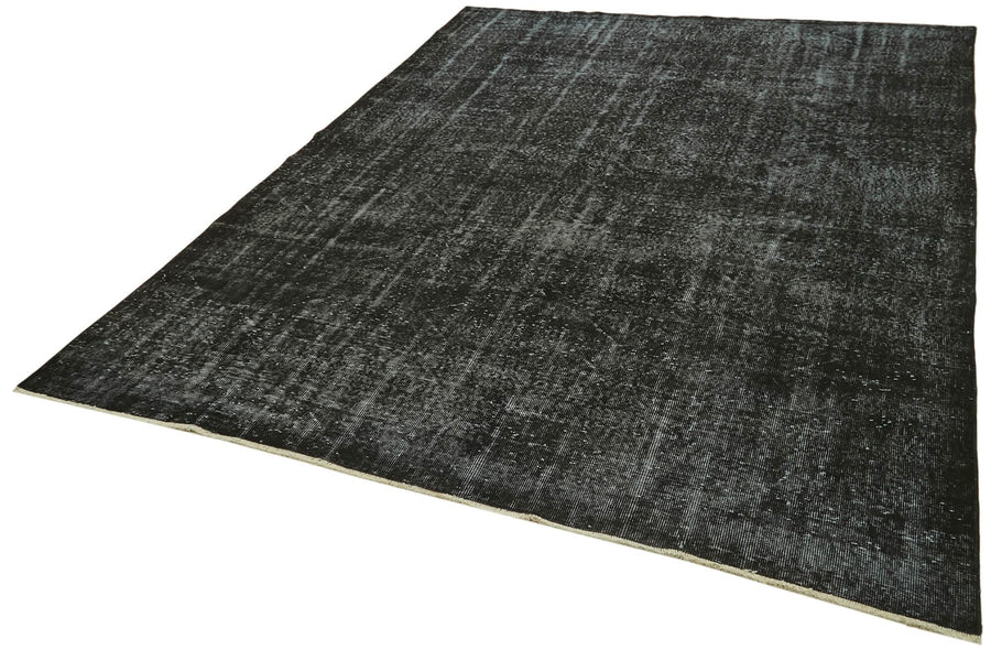 Overdyed Vintage Siyah Eskitme Pamuk Yün El Dokuma Halısı 215x305 Agacan