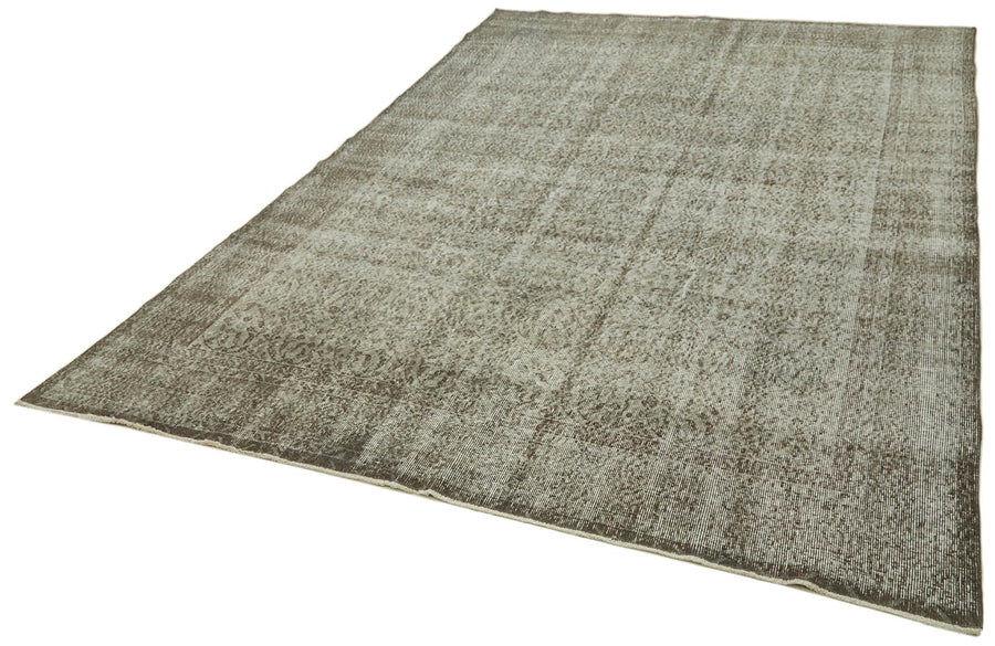 Overdyed Vintage Gri Eskitme Pamuk Yün El Dokuma Halısı 212x316 Agacan