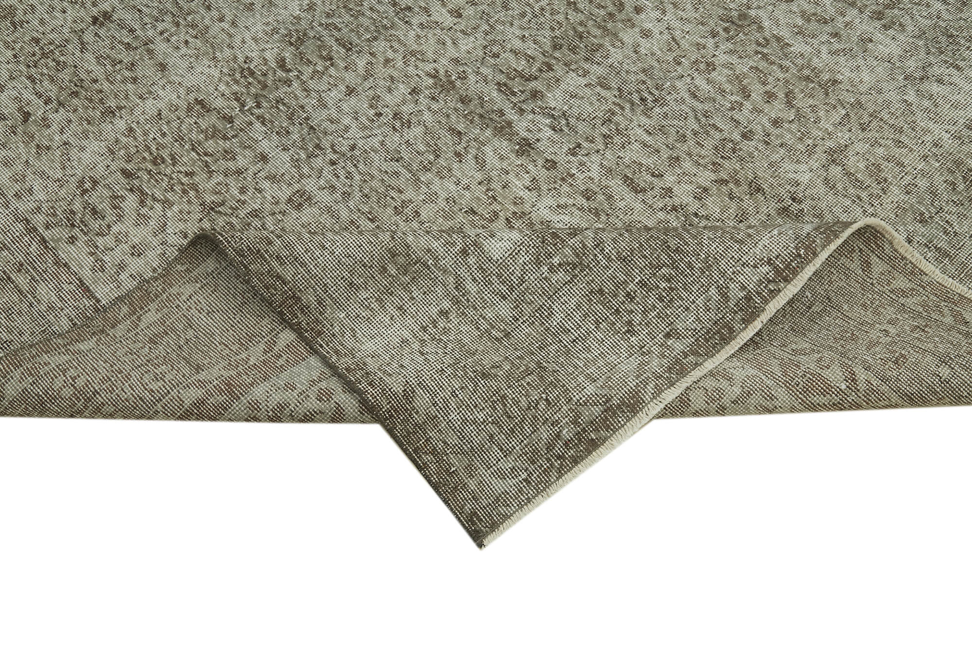 Overdyed Vintage Gri Eskitme Pamuk Yün El Dokuma Halısı 212x316 Agacan