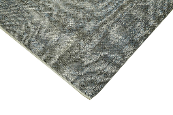 Overdyed Vintage Mavi Eskitme Pamuk Yün El Dokuma Halısı 215x315 Agacan