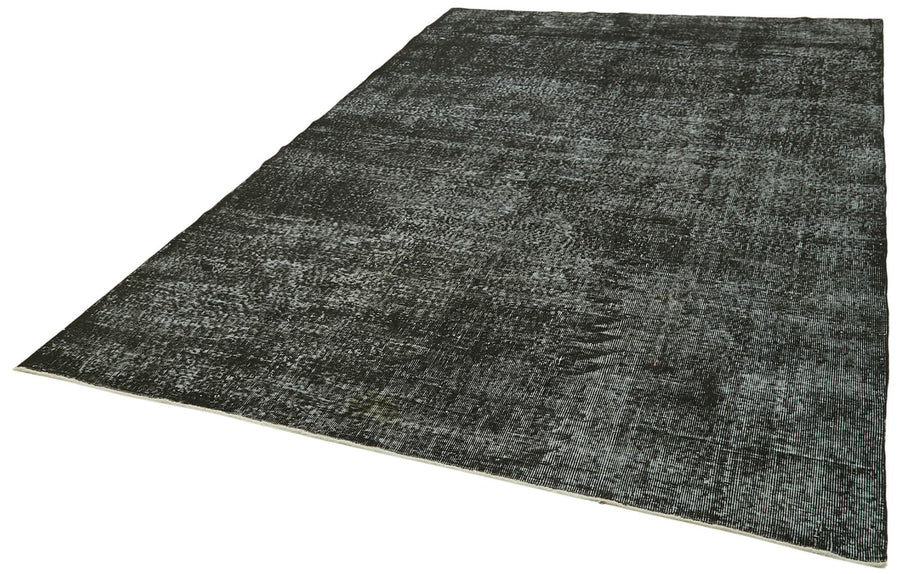 Overdyed Vintage Siyah Eskitme Pamuk Yün El Dokuma Halısı 210x310 Agacan