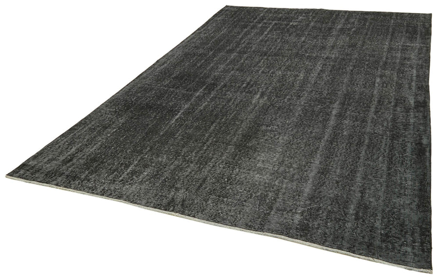 Overdyed Vintage Siyah Eskitme Pamuk Yün El Dokuma Halısı 214x315 Agacan
