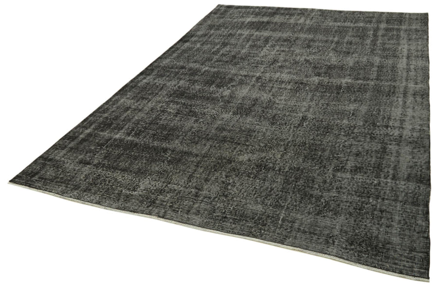 Overdyed Vintage Siyah Eskitme Pamuk Yün El Dokuma Halısı 210x324 Agacan