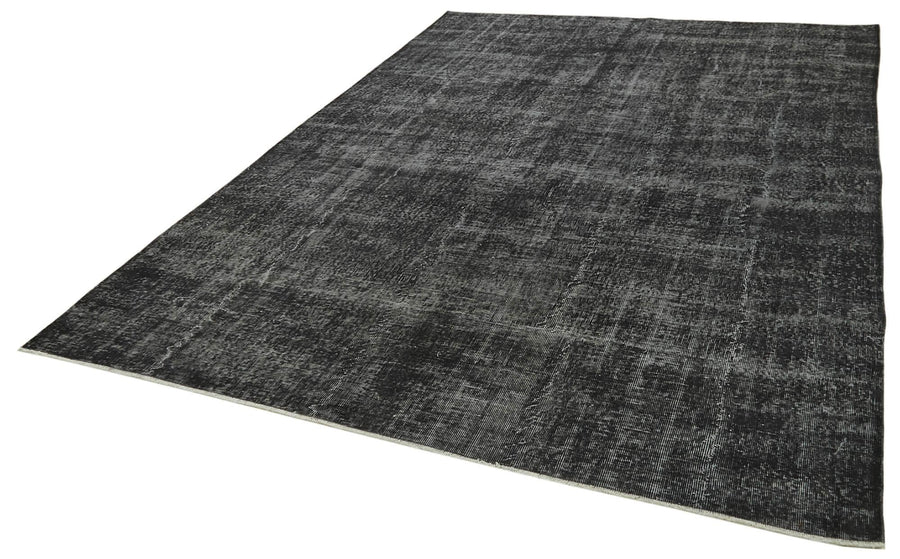 Overdyed Vintage Siyah Eskitme Pamuk Yün El Dokuma Halısı 222x317 Agacan